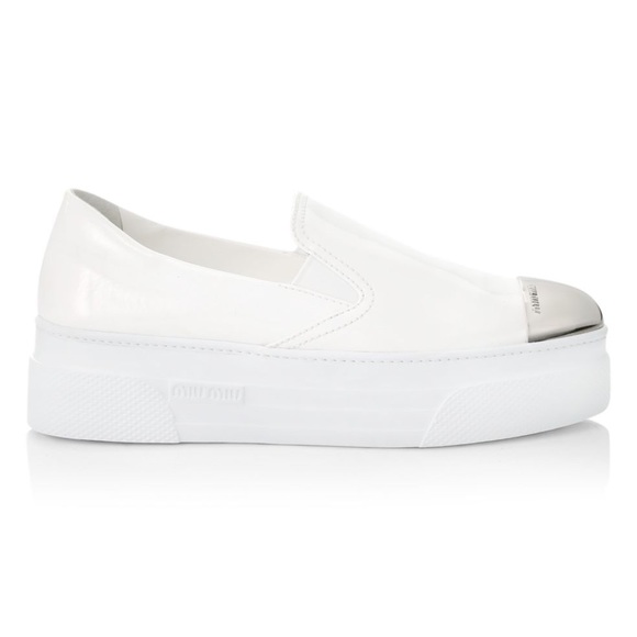 Miu Miu Shoes - Miu Miu Cap-Toe Metallic Platform Slip-On Sneakers